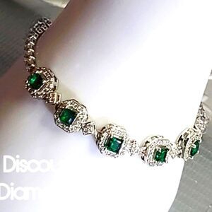 Green & White Topaz Tennis Bracelet on Platinum - Stamped PT 950